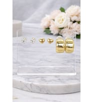 Gold Renk 6lı Kalpli Halkalı Küpe