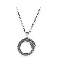 KAMBO El Yapımı 925 Ayar Gümüş Ouroboros Yılan Kolye - 50 cm