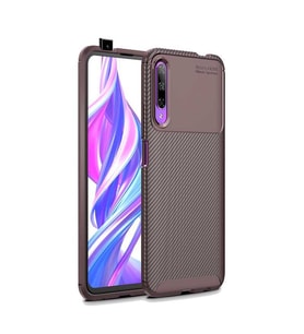 Huawei P smart Pro 2019 Kılıf Esnek Soft Karbon Tasarım Legion Serisi (Kahverengi)