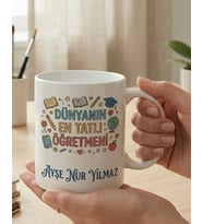 Kişiye Özel Dünyanın En Tatlı Öğretmeni Seramik Kupa Bardak