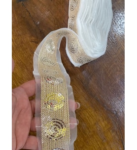 5 CM EN 1 METRE SARI PAYETLİ ŞERİT DEKORATİF ŞERİT GİYİM AKSESUARI DİKİŞ