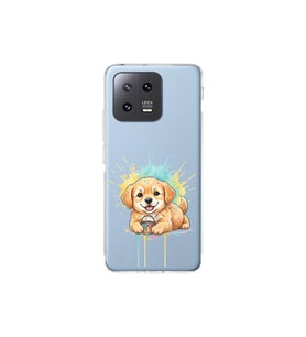 Xiaomi Mi 13 ile Uyumlu Splash Köpek Tasarımlı Şeffaf Silikon Kılıf