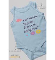 Evet doğru, teyzemi daha çok seviyorum Sıfır Kollu Bebek Zıbını %100 Pamuk