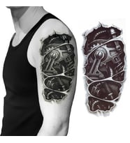 3D Büyük Boy Robot Geçici Kol Dövme Mekanik Dişli Temporary Tattoo