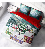 Monohome Yılbaşı Süsü Merry Christmas Çift Kişilik 3D Nevresim Takımı Pamuk (Çok Renkli)