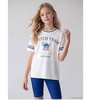 LCW Kids Beyaz Stitch Baskılı Kız Çocuk Tişört