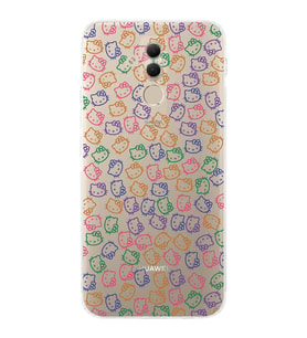 Huawei Mate 20 Lite  Kamera korumalı Kapak Hello Kitty Tasarımlı  Şeffaf Kılıf