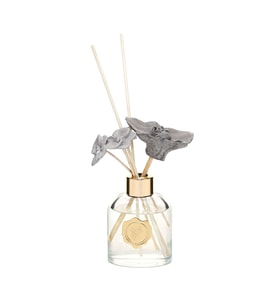 130 ml Elips Cam Şişe Seramik Çiçek Taşlı Bambu Çubuklu Black Orchid Oda Kokusu (Siyah)