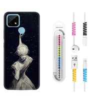 Realme C11 C21 C21Y C25Y C11 2021 Kılıf Kablo Koruma Spiral Silikon Star Woman 1332