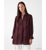 LCW EVERYDAY Bordo Desenli Büzgülü Kadın Gömlek Tunik
