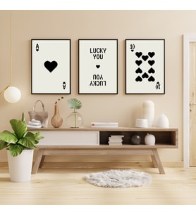 Siyah Kartlar Duvar Tablosu Çerçeveli 3'lü Set Siyah Renk 21 x 30 Boyut/Ebat (Standart)