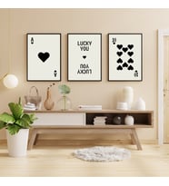 Siyah Kartlar Duvar Tablosu Çerçeveli 3'lü Set Siyah Renk 21 x 30 Boyut/Ebat (Standart)