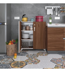 Kenzlife 2 kapılı dolap çilem 088*070*032 cvz kilitli ayaklı banyo mutfak ofis kitaplık ayakkabılık kiler (Karışık)