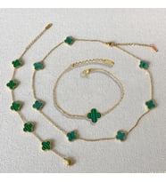 Yonca Gold Kolye 3'lü Bileklik Set