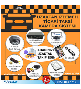 Ticari Taksiler Için Uzaktan İzlemeli Kamera Sistemi Seti