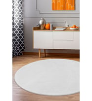 Dijidekor Peluş Halı Beyaz Cool Yıkanabilir Yuvarlak Kesme Post Yolluk Kilim Salon Halısı Modelleri