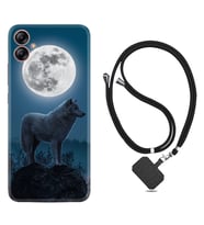 Samsung Galaxy A04E Kılıf Resimli Boyun Askılı İpli Desenli Silikon Series Moon Wolf 1820
