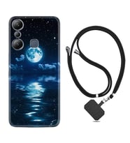 Infınix Hot 20i Kılıf Resimli Boyun Askılı İpli Desenli Silikon Night Moon 1133