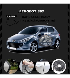 Peugeot 307 Oto Araç Kapı Koruma Fitili 5metre Parlak Siyah Renk