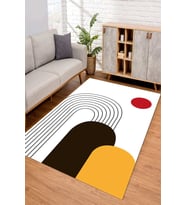 Dijital Kaymaz Taban Yıkanabilir Renkli Salon Halısı Mutfak Halısı Yolluk ND-SD-934 (Beyaz)