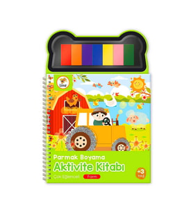 Parmak Boyama Aktivite Kitabı 20x28 Spiralli Farm Boya Paletli 50 Yaprak 3+