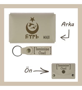 Sütlü Kahve, Bozkurt ve Hilal Temalı, Kişiye Özel Cüzdan ve Anahtarlık Set, Sevgiliye Anlamlı Hediye
