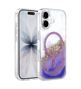 Onegif İphone 16 Lotus Simli Magsafe Kapak - Mor