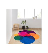 Eliana Home Baskılı, Yıkanabilir Kaymaz Taban Yuvarlak Halı LNA7285 120x120 cm (Mor)