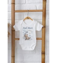 Pia Baby Premium %100 Pamuk İsme Özel Organik Baskılı Çıtçıtlı Bebek Body Zıbın Modelleri 5018-16 (Ekru)