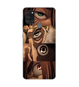 Samsung Galaxy A21S Uyumlu Attack On Titan Tasarımlı Şeffaf Telefon Kılıfı