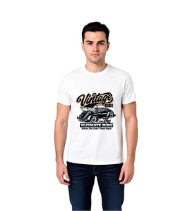 Erkek Klasik Otomobil Baskılı Tişört %100 Pamuk Crew Neck Kısa Kol Günlük Konforlu Kesim Rahat Şık