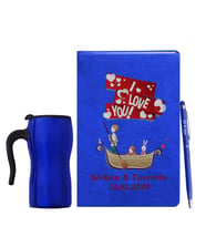 Sevgililer Gününe Özel Mavi Defter Kalem & Termos Mug Hediye Seti 8