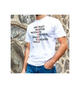 Unisex Bisiklet Yaka Baskılı Oversize T-Shirt - Beyaz