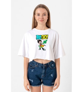 Teen Titans Go Robin Beyaz Kadın Crop Tshirt