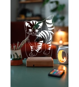 Özel Tasarım Sevimli Kedi 3D 16 Renk Dekoratif Led Lamba