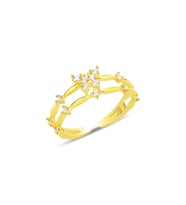 Gümüş altın yaldızlı zirkon taşlı alttan ayarlanabilir kelebek yüzük SGTL12228GOLD (Rose)