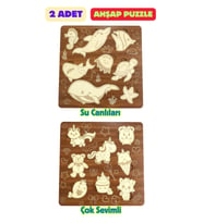 Çocuk Puzzle (Yapboz) Birinci Sınıf Ahşap 2 Parça Eğitici Öğretici Eğlenceli Set