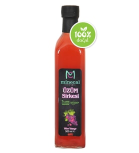 Minecal Üzüm Sirkesi 500 ml – %100 Katkısız Doğal  Şekersiz  Koruyucu Içermez