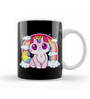 Cute Unicorn Cat Adorable Smiling Rainbow Kitty Kupa Bardak Porselen