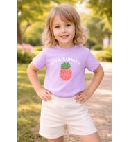 Kız Çocuk Hola Summer Yazılı Ananas Baskılı Tişört - MOR / 3 YAŞ