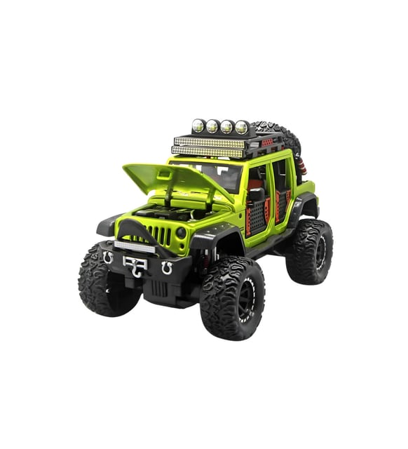 1:24 Ölçek Metal Off-Road Jeep Yeşil - Sesli Işıklı Çek Bırak