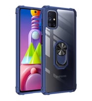 Samsung Galaxy M51 Kılıf Şeffaf Sararmaz Yüzüklü Mola Kapak (Lacivert)