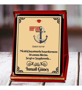 Kaptan Baskılı Plaket (1. Tasarım)  Kişiye Özel (Kırmızı)