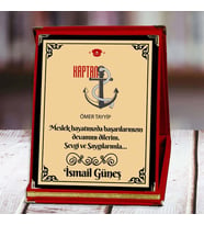 Kaptan Baskılı Plaket (1. Tasarım)  Kişiye Özel (Kırmızı)