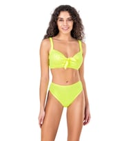 Endeep Kadın Fiyonk ve Taş Detaylı Büyük Beden Sarı Bikini Takımı