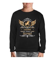 Legends are Born in December - Capricorn Oğlak Burcu Siyah Çocuk Sweatshirt