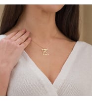Kişiye Özel 925 Ayar Gümüş Şık Harf Kolye Kadınlar Günü Özel Hediye Takı (Gold)