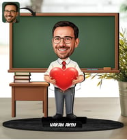 BK Gift Kişiye Özel Erkek Öğretmen Tasarımlı Karikatür Biblo -15, Öğretmene Hediye, Öğretmenler Günü Hediyesi