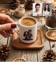 Kişiye Özel Karikatürlü Süper Kahraman Çift Sevgililer Türk Kahvesi Fincanı Sevgililer Günü Hediyesi