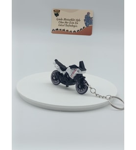 Adventure Motosiklet Metal Anahtarlık Beyaz - Diecast Macera Motoru Figürü